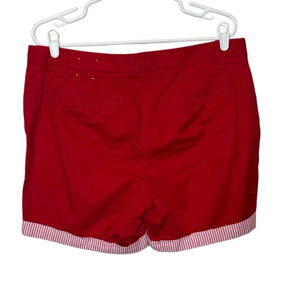 Talbots Women’s Red Relaxed Chino Short Cuffs Petite Size 12 Stretch Christmas - Picture 2 of 12